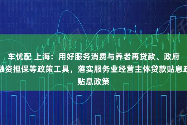 车优配 上海：用好服务消费与养老再贷款、政府性融资担保等政策工具，落实服务业经营主体贷款贴息政策